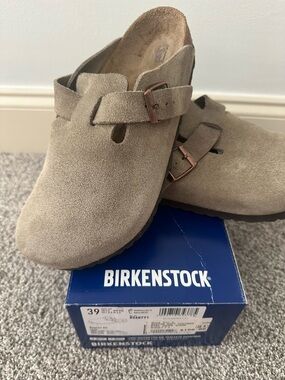 Birkenstock Boston Soft Footbed Taupe Suede Clog 39